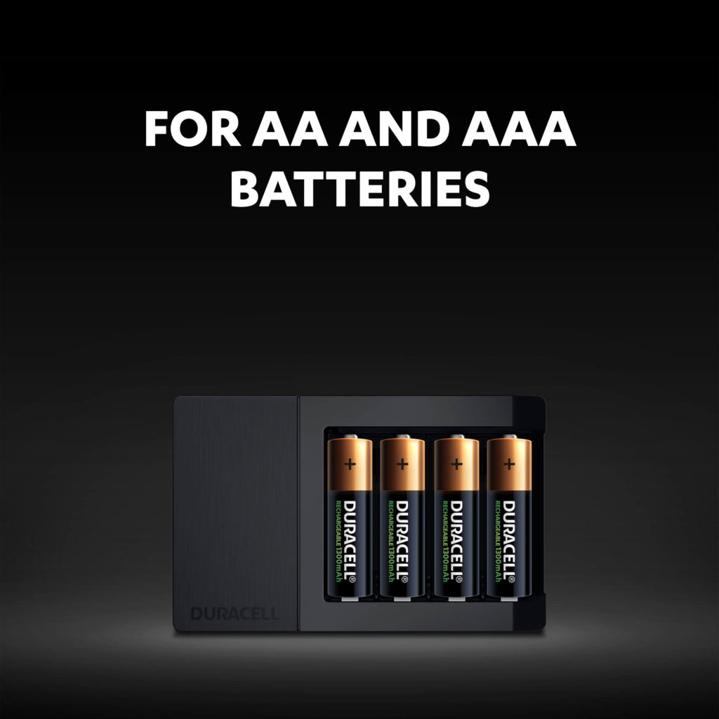Charges both AA and AAA batteries